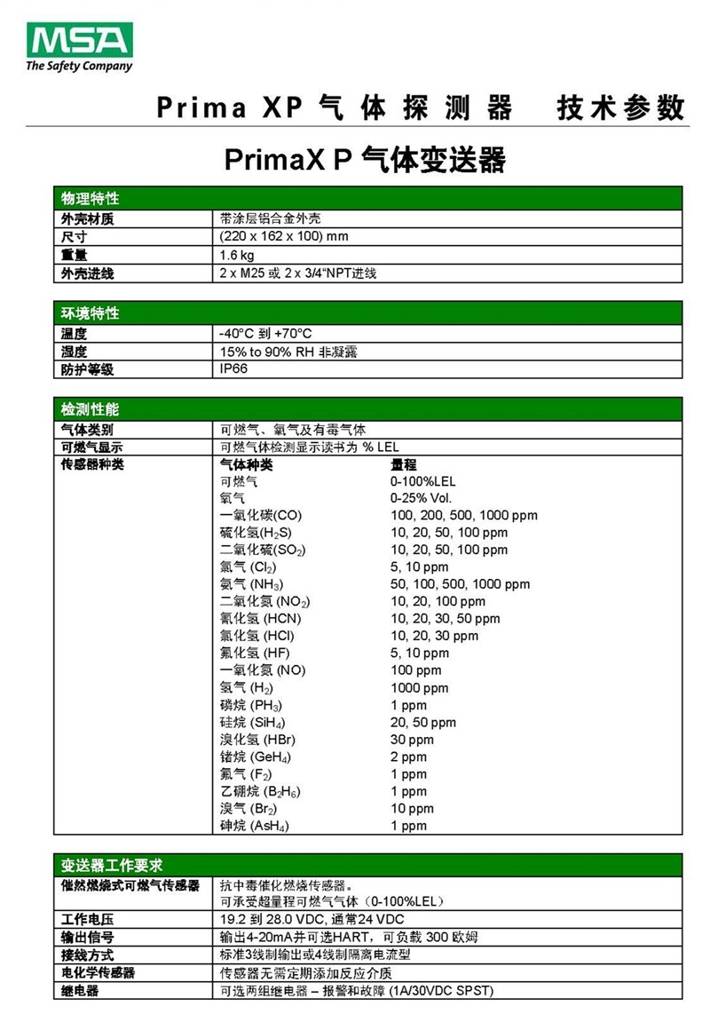 梅思安固定式氣體檢測(cè)儀10112329 Prima XP氫氣探測(cè)器圖片7
