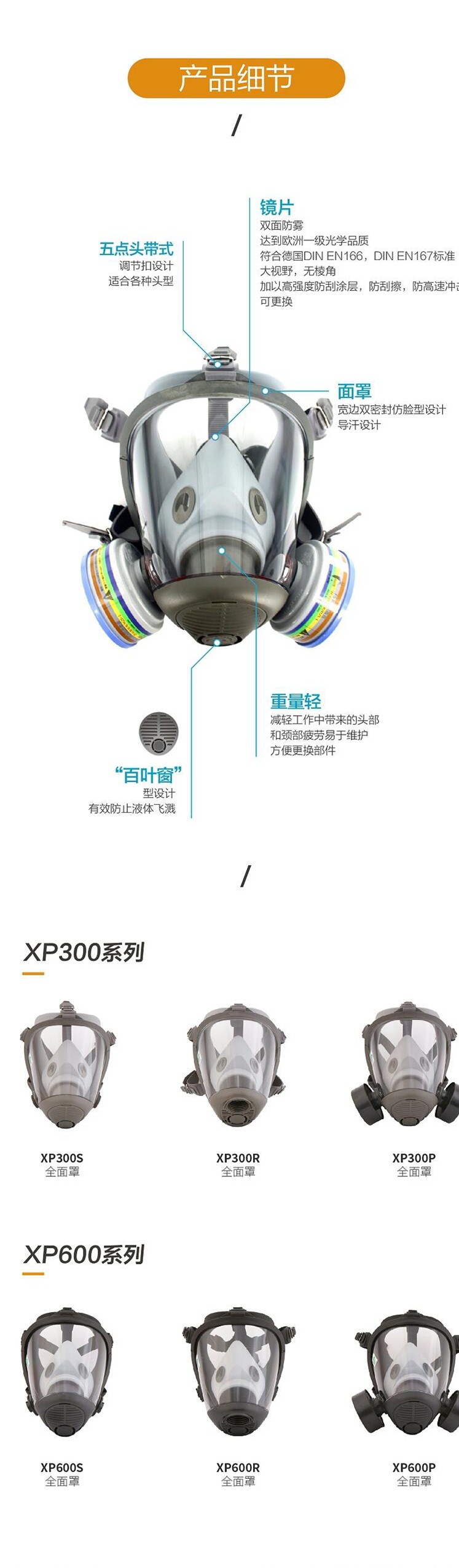 華信威保小金罩XP300B防塵防毒過(guò)濾全面罩圖片3