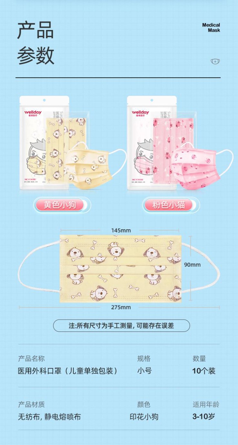 維德醫(yī)療滅菌獨立醫(yī)用兒童口罩圖片2