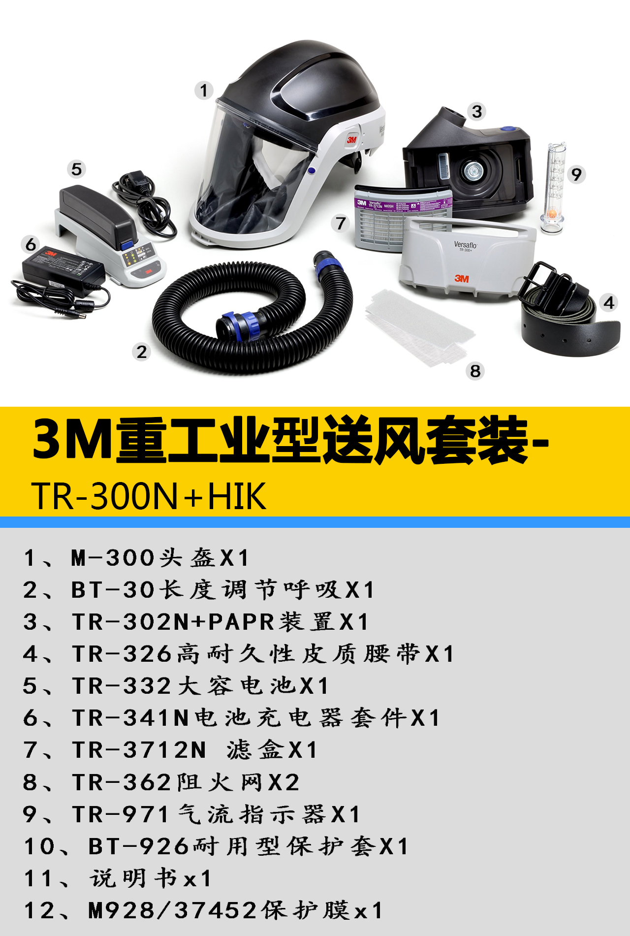 3M TR300N+HIK重工業(yè)型電動(dòng)送風(fēng)套裝