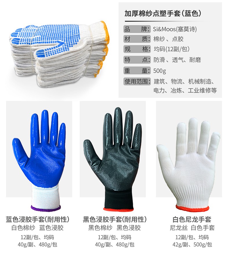 塞莫詩CG904BW藍(lán)色浸膠丁腈手套圖片1