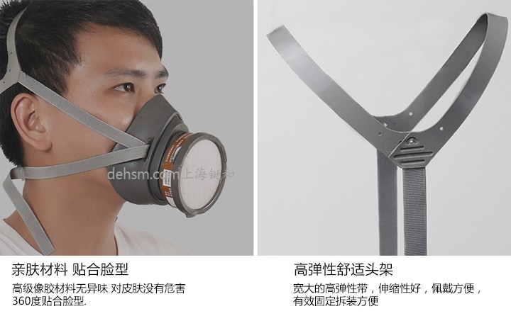 3M3200化工噴漆防毒面具高級橡膠材質，頭帶舒適