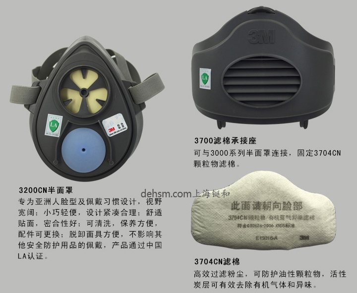 3M3704CN有機蒸汽異味濾棉搭配防毒面具圖