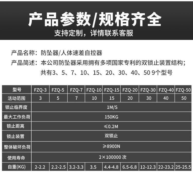 國標高空速差防墜器產(chǎn)品說明